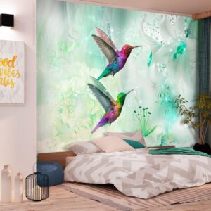 Fotobehang - Colourful Hummingbirds (Green)