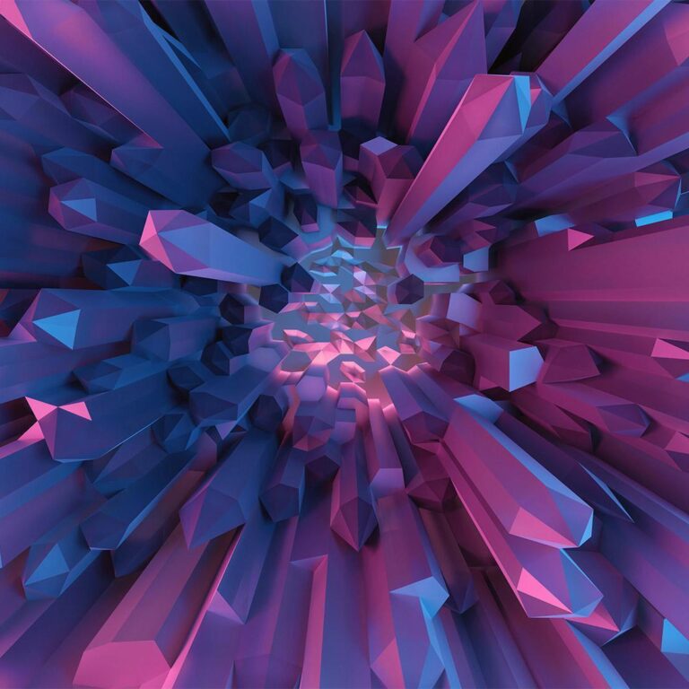 Fotobehang - Crystal - geometric fantasy with 3D elements in purple tones