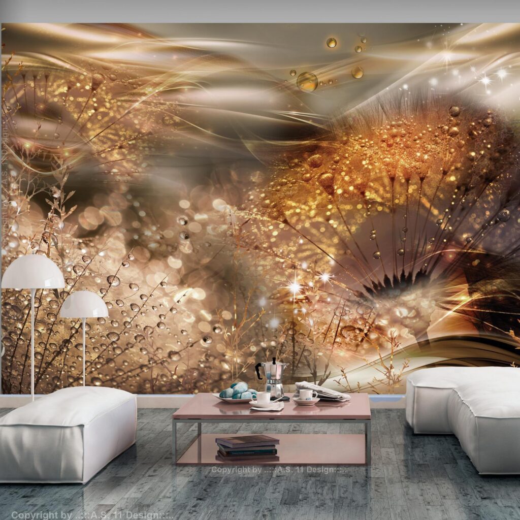 Fotobehang - Dandelions' World (Gold) - Afbeelding 2
