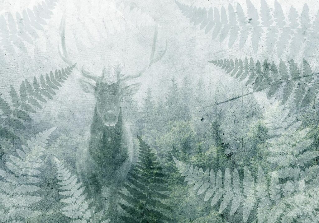 Fotobehang - Deer in Ferns - Third Variant