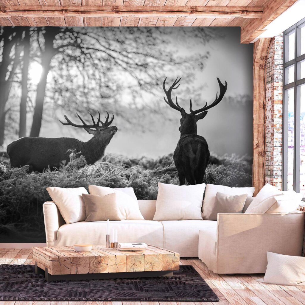 Fotobehang - Deers in the Morning