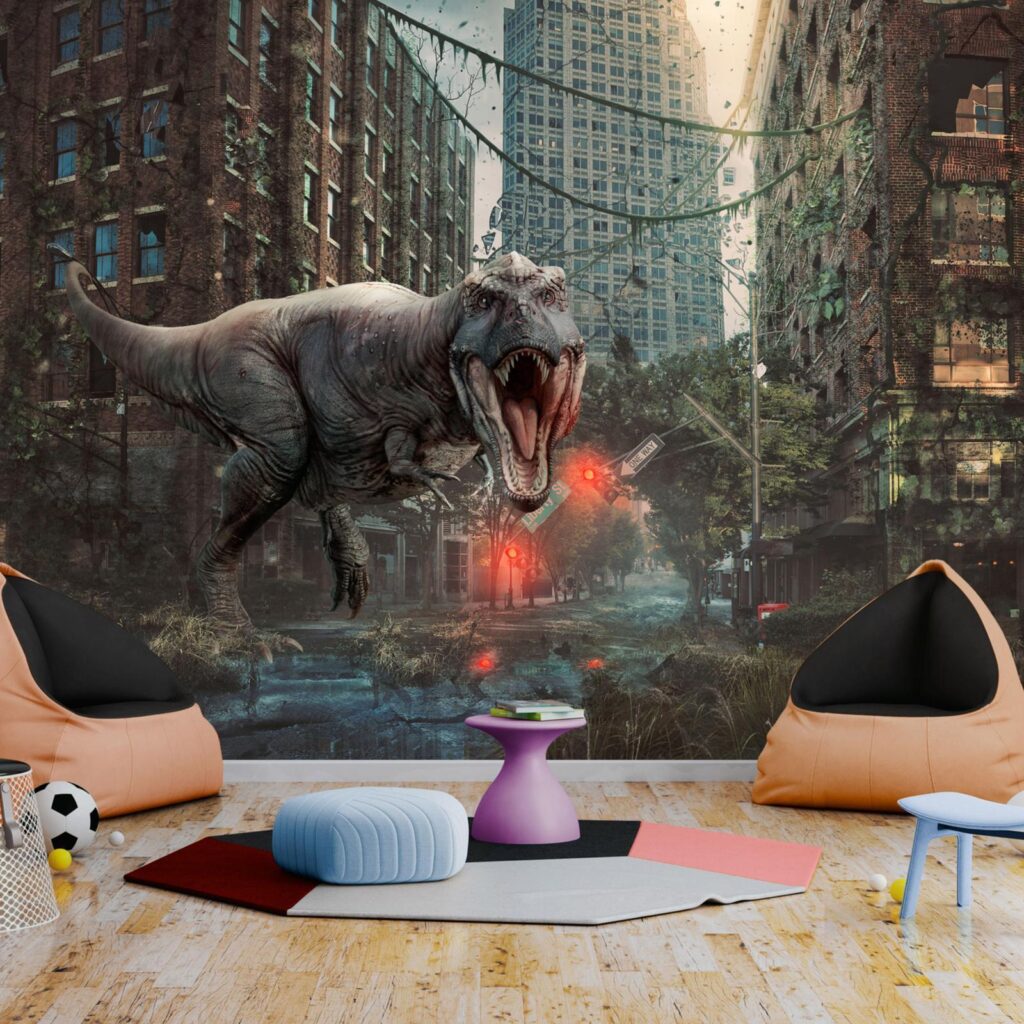 Fotobehang - Dinosaur in the City - Afbeelding 2