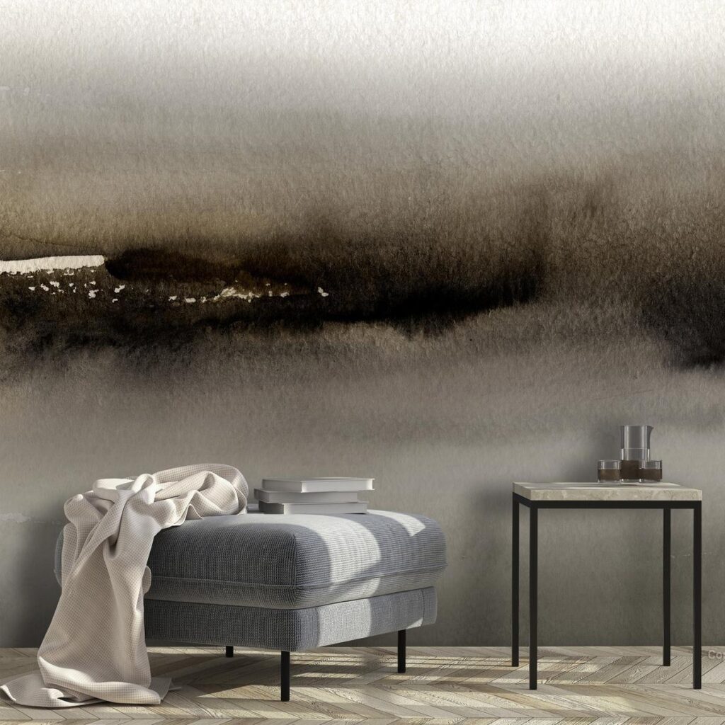 Fotobehang - Diuna - abstract modern painting in grey with black pattern - Afbeelding 2