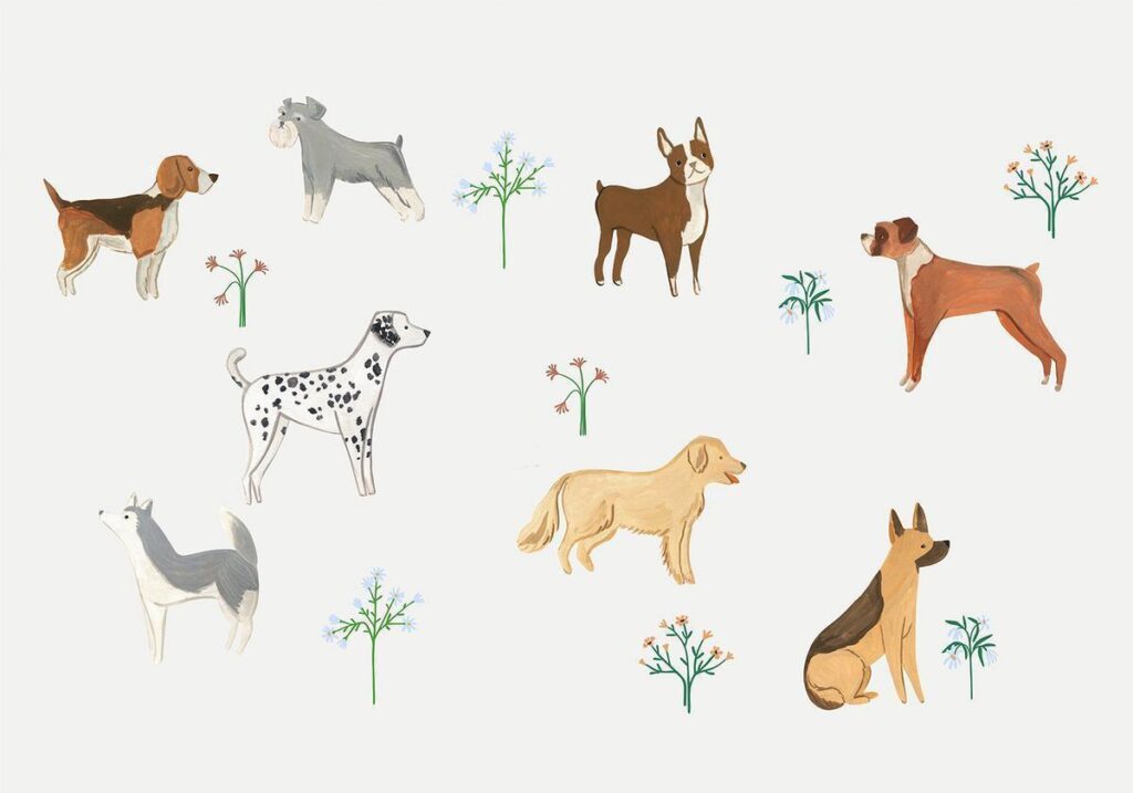 Fotobehang - Doggies - a Subtle Illustration for Children - Afbeelding 2