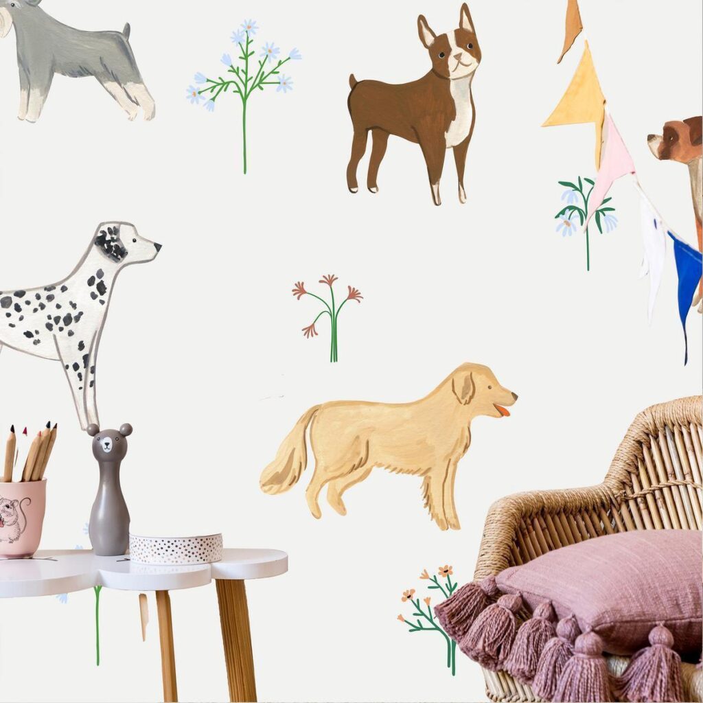 Fotobehang - Doggies - a Subtle Illustration for Children