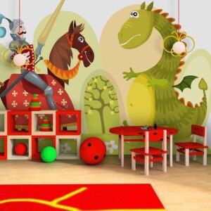Fotobehang - Dragon and knight