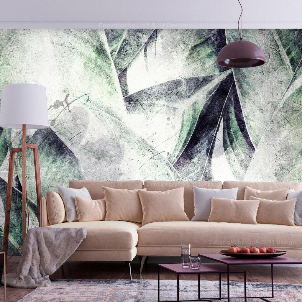 Fotobehang - Eclectic jungle - plant motif with exotic leaves with texture - Afbeelding 2