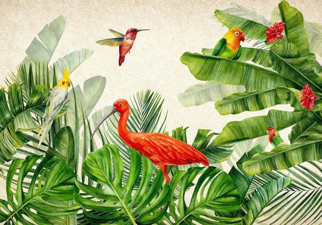 Fotobehang - Exotic Birds - Third Variant
