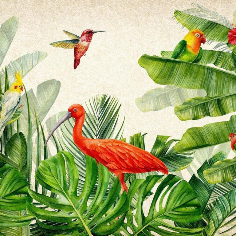 Fotobehang - Exotic Birds - Third Variant