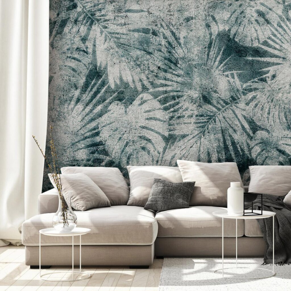 Fotobehang - Exotic nature in the jungle - floral landscape with leaves with patterns - Afbeelding 2