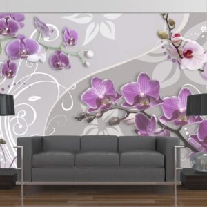 Fotobehang - Flight of purple orchids