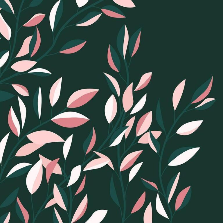 Fotobehang - Flowering vine - minimalist climbing leaves on a green background