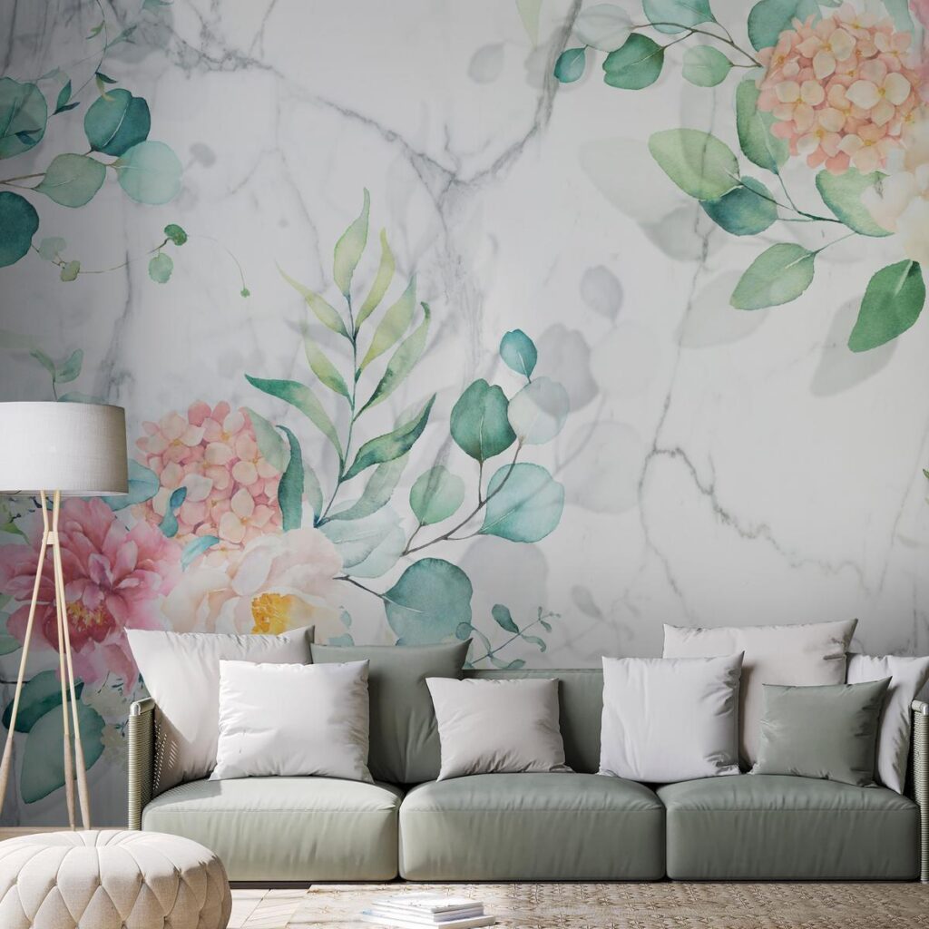 Fotobehang - Flowery Marble - Afbeelding 2