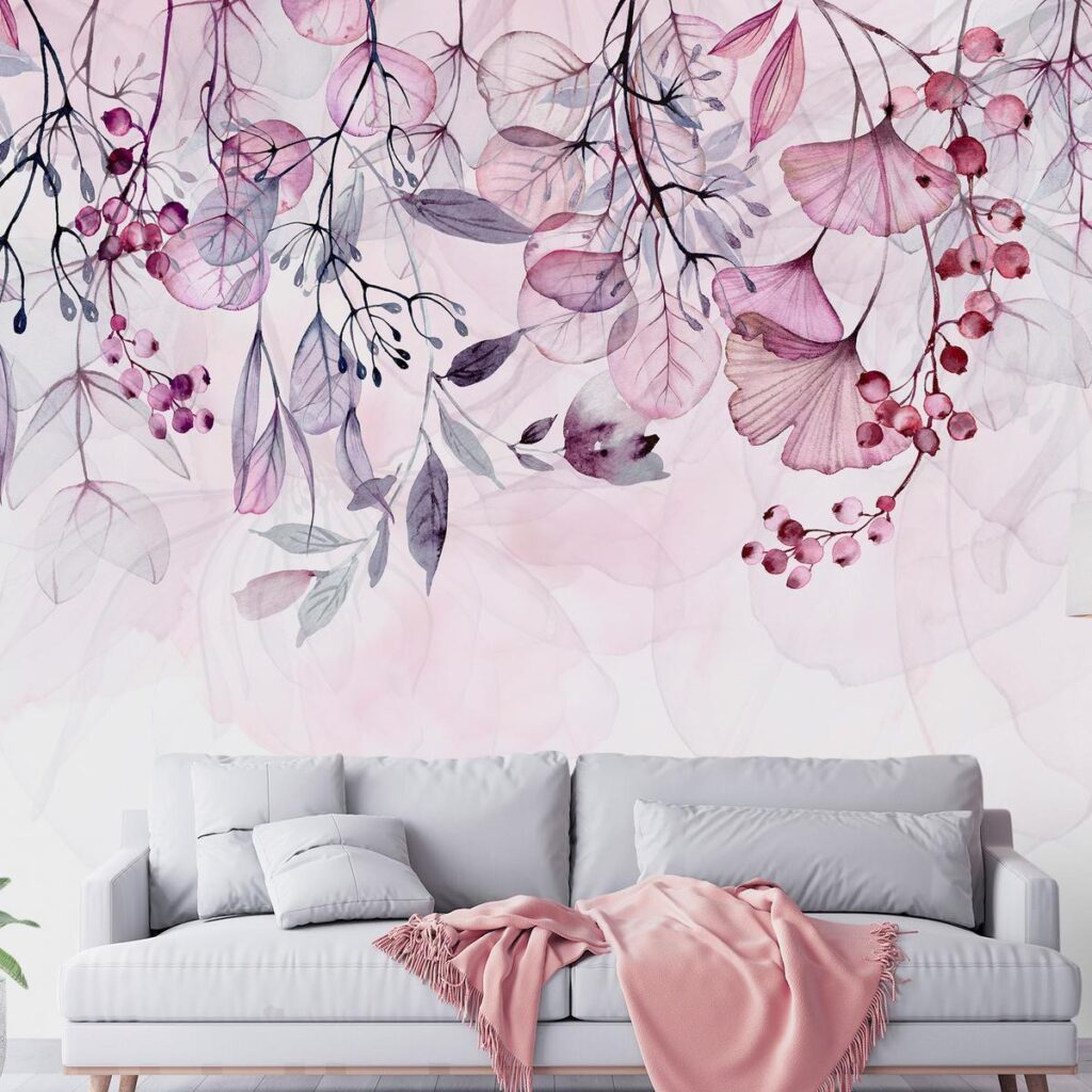 Fotobehang - Foggy Nature - Pink - Afbeelding 2