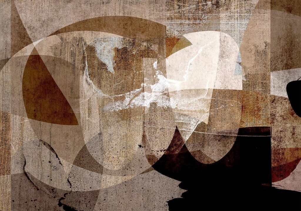 Fotobehang - Geometric abstraction with shapes - composition in brown colours