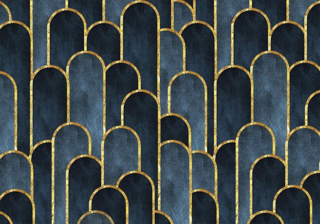 Fotobehang - Gold and Navy Blue Pattern - Afbeelding 2