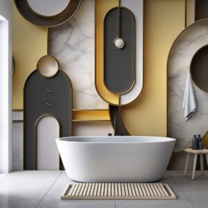 Fotobehang - Gold-marble Geometric Pattern