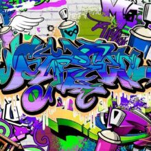 Fotobehang - Graffiti: violet theme