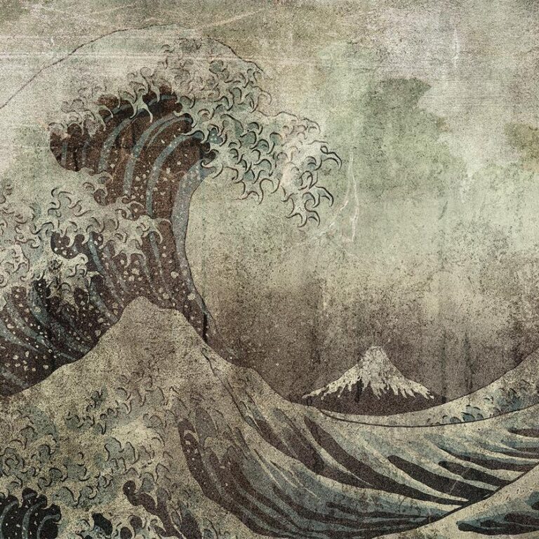 Fotobehang - Great wave in Kanagwa in retro style - landscape of rough sea