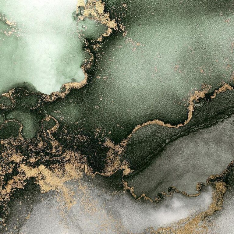 Fotobehang - Green Watercolour - Abstraction Inspired by Marble Structure