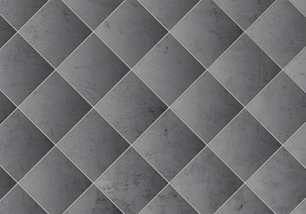 Fotobehang - Grey symmetry - geometric concrete pattern with white joints - Afbeelding 2