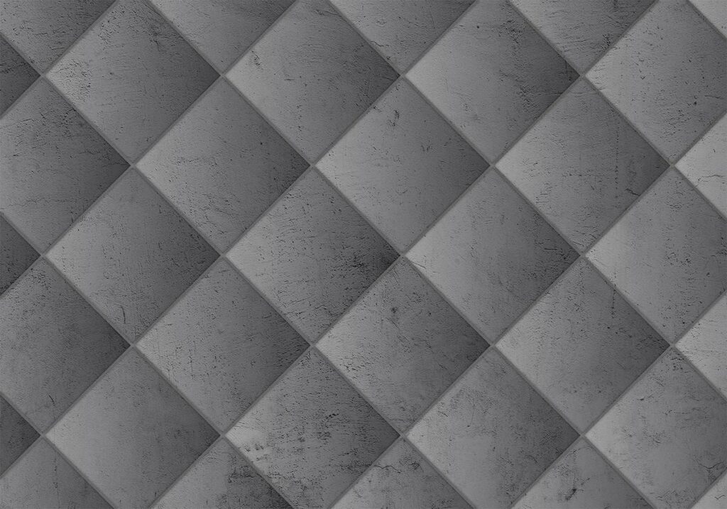 Fotobehang - Grey symmetry - geometric pattern in concrete pattern with light joints