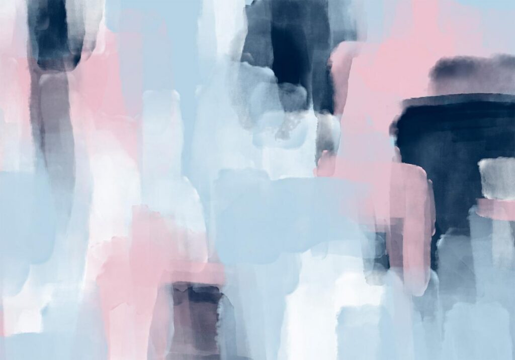 Fotobehang - Harmonious colours - abstract with blue and pink shapes - Afbeelding 2