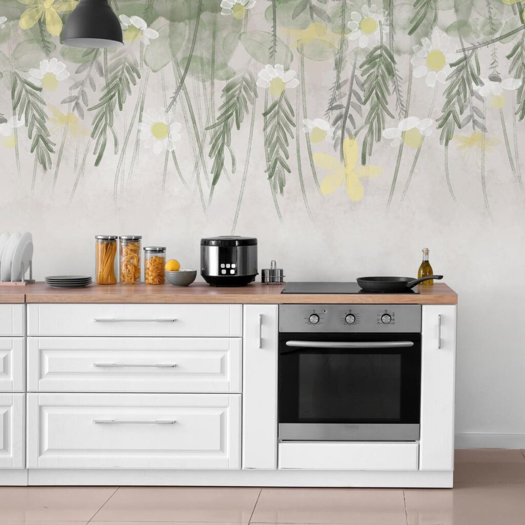 Fotobehang - Home herbarium - subtle floral motif with flowers in watercolour style - Afbeelding 2
