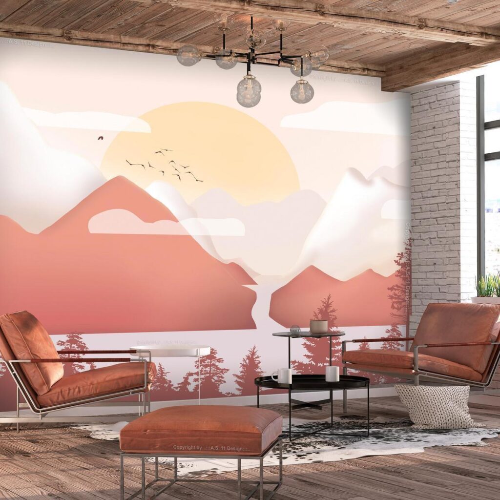 Fotobehang - Landscape at Sunset - First Variant - Afbeelding 2