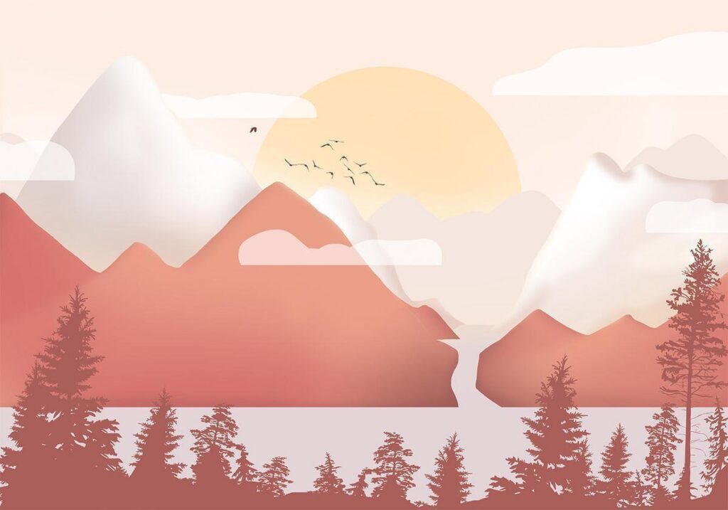 Fotobehang - Landscape at Sunset - First Variant