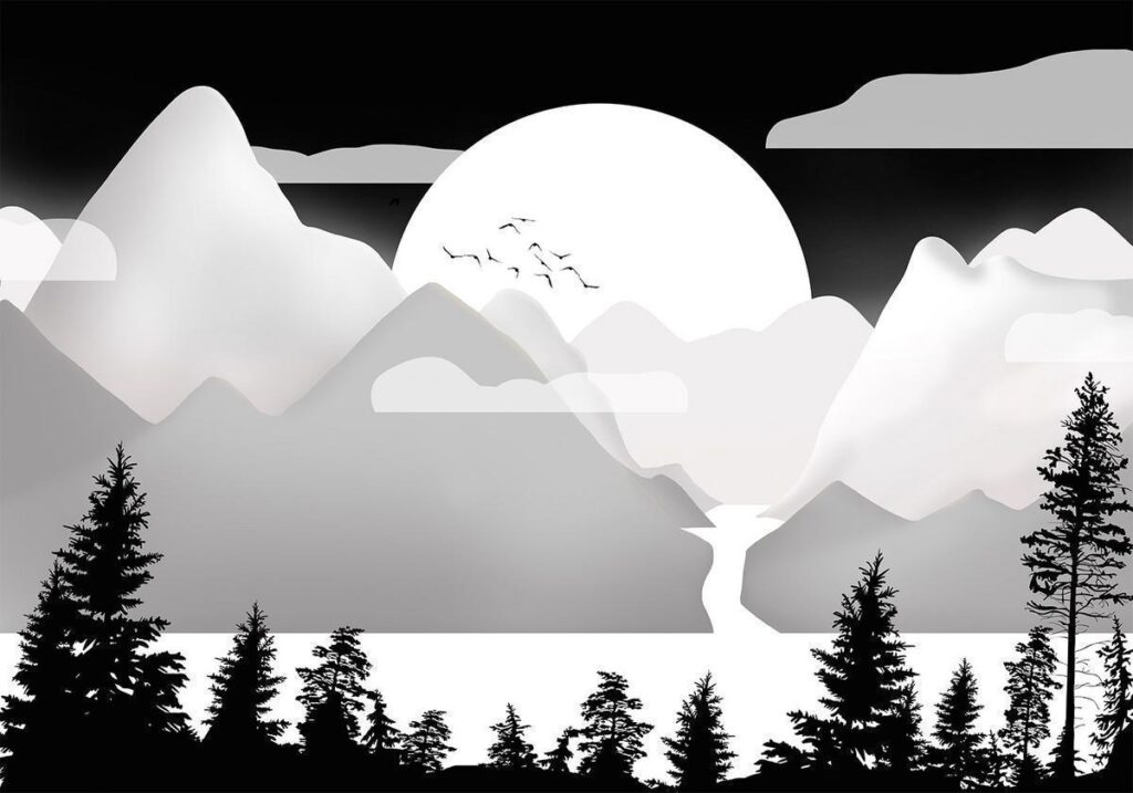 Fotobehang - Landscape at Sunset - Second Variant - Afbeelding 2