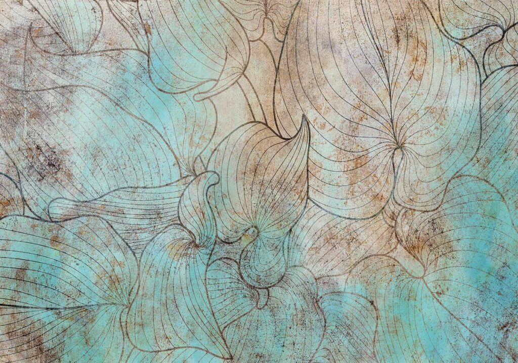 Fotobehang - Leaves in Blue - Afbeelding 2