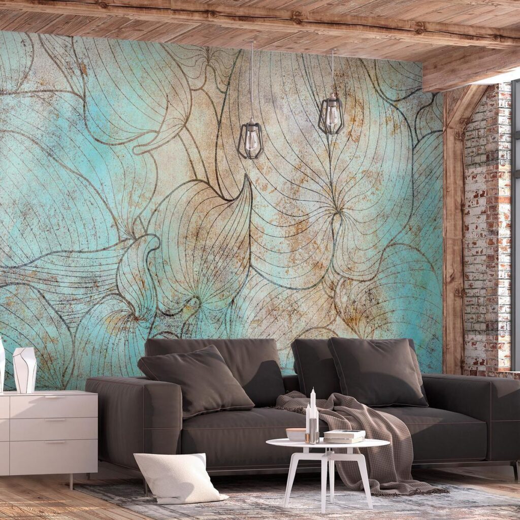Fotobehang - Leaves in Blue