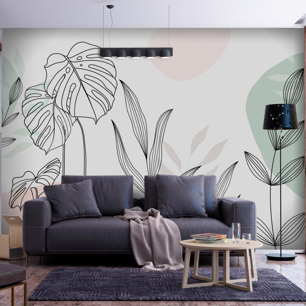 Fotobehang - Leaves in Pastels