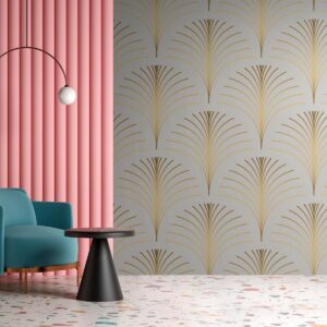 Fotobehang - Linear Pattern With Gold