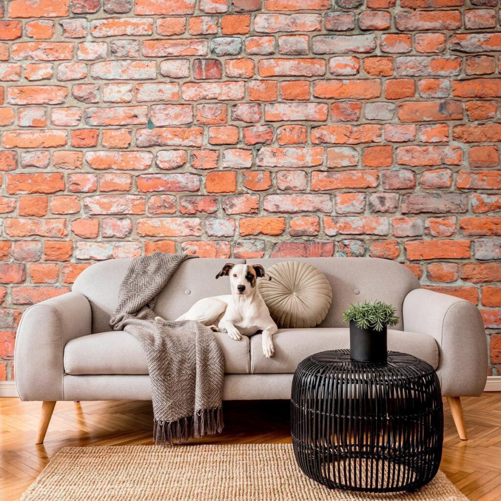 Fotobehang - Loft Wall - Pattern Imitating an Old Red Brick - Afbeelding 2