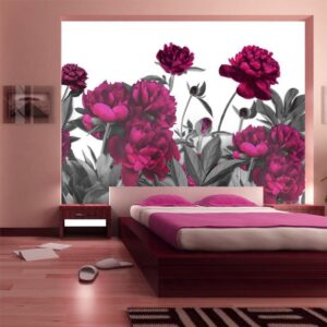 Fotobehang - Lush Meadow - Natural Energetic Flowers on a Bright Background
