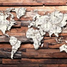 Fotobehang - Map On Wood