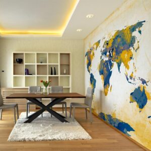 Fotobehang - Map of the World - Sun and sky