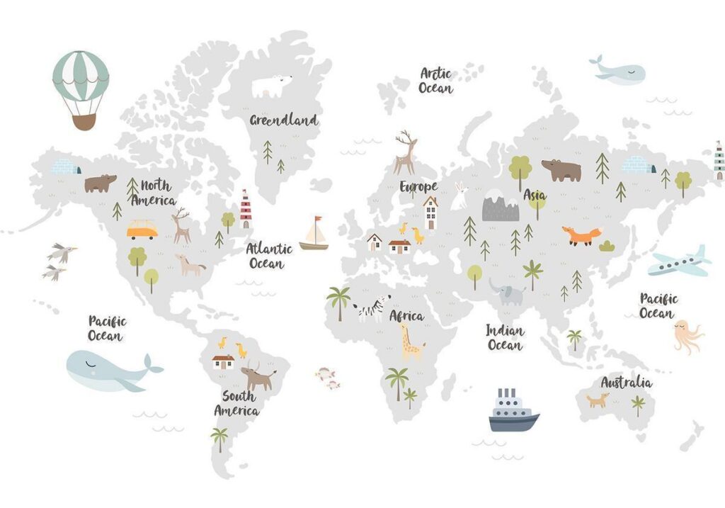 Fotobehang - Minimalist Map for Children's Room