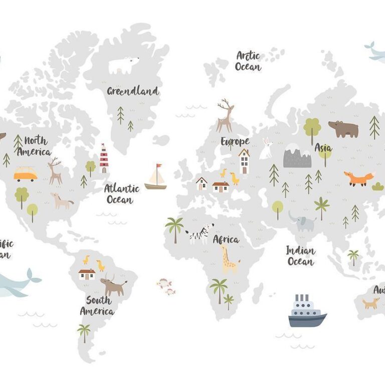 Fotobehang - Minimalist Map for Children's Room