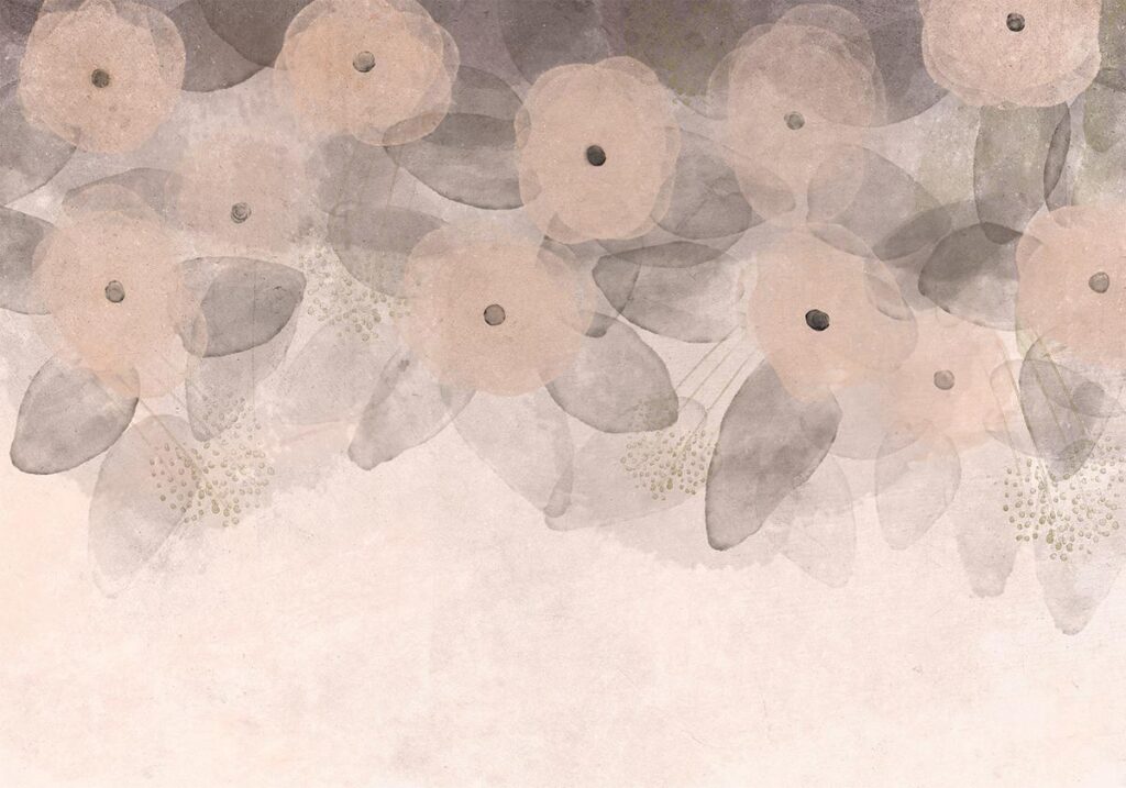 Fotobehang - Minimalist meadow - patterns on a delicate beige textured background - Afbeelding 2