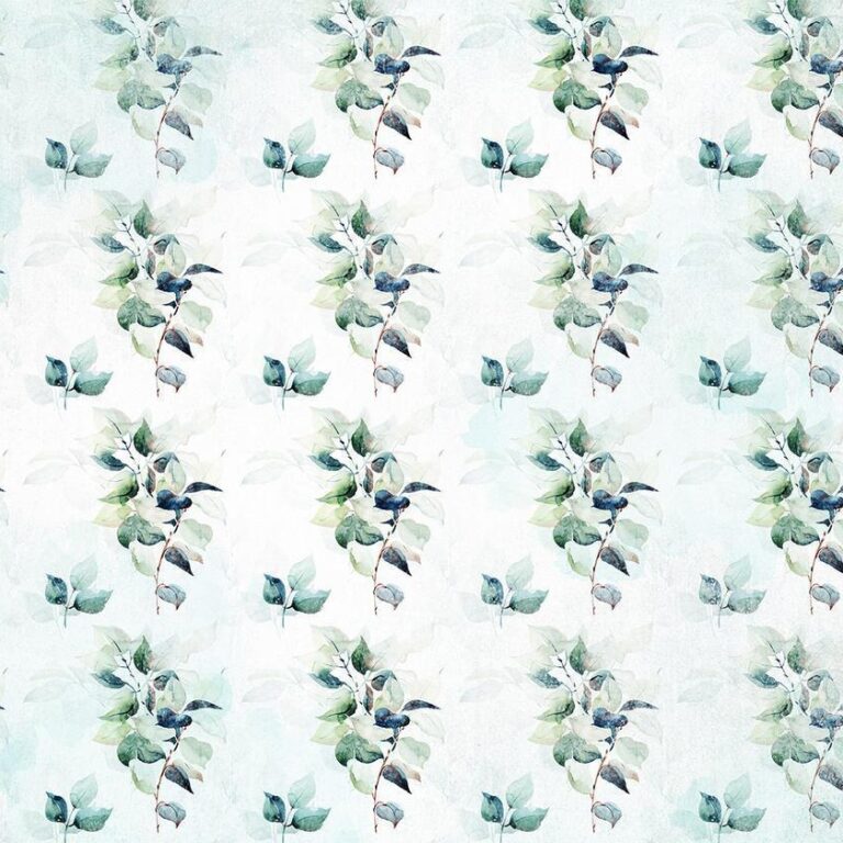 Fotobehang - Mint nature - uniform pattern in floral motif with green leaves