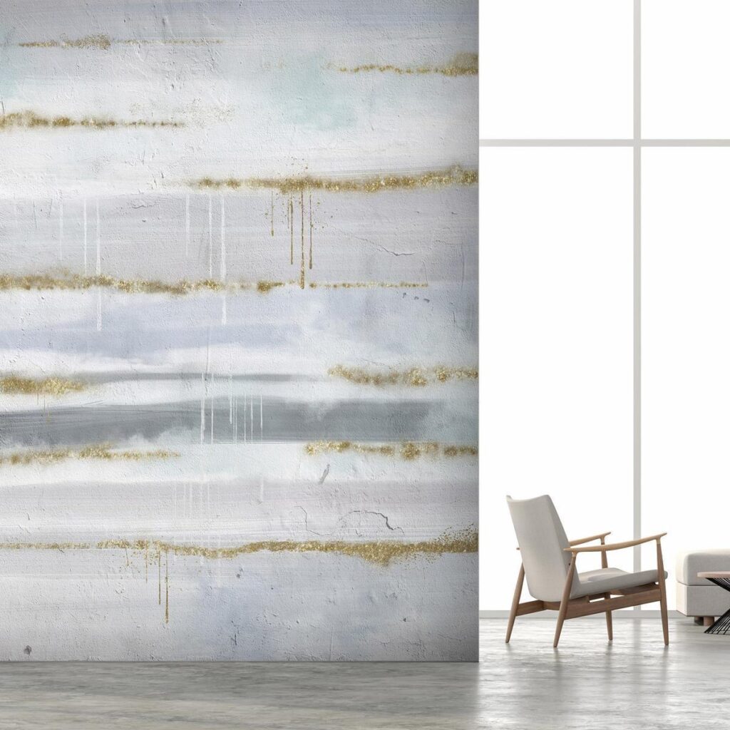 Fotobehang - Modernist background - abstract stripes pattern with gold patterns