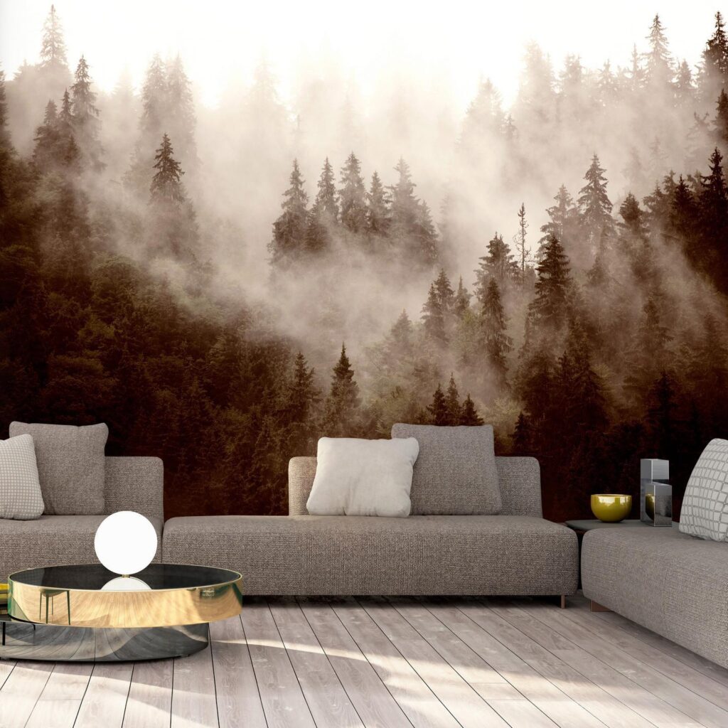 Fotobehang - Mountain Forest (Sepia)