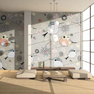 Fotobehang - Natural pattern with birds