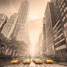 Fotobehang - New York taxi - sepia
