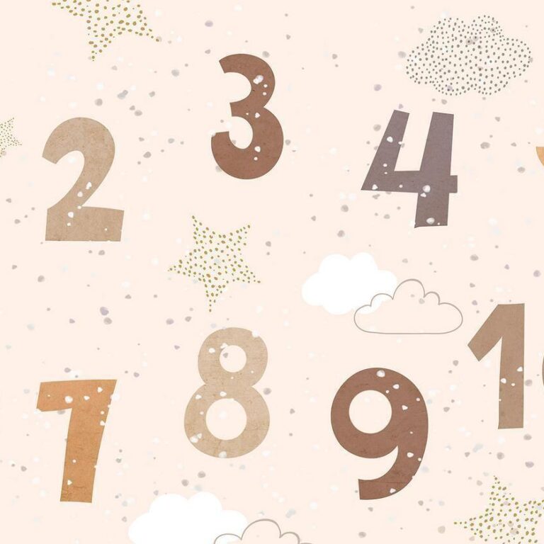 Fotobehang - Numbers Among Snowflakes