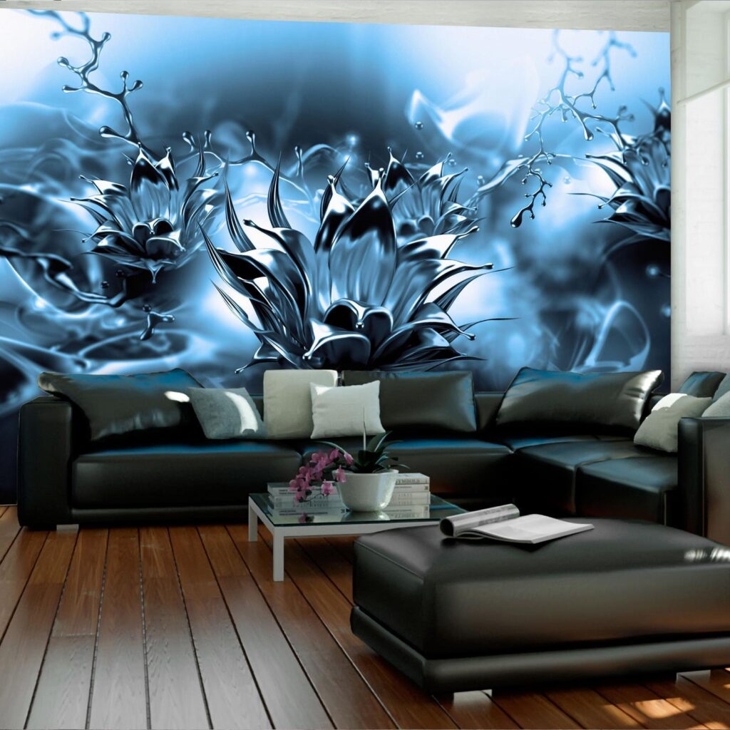 Fotobehang - Oily Flower (Blue) - Afbeelding 2