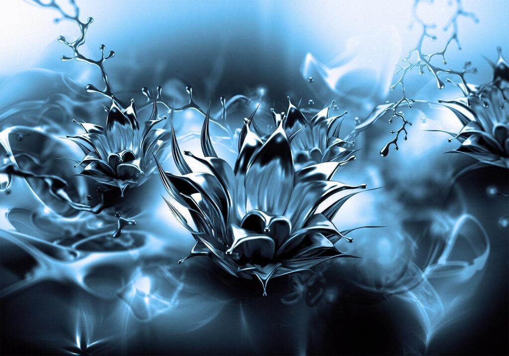 Fotobehang - Oily Flower (Blue)